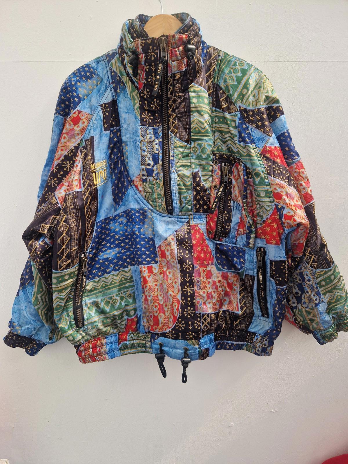 Vintage Numero Uno Over Head  Jacket 90's  Patchwork Pattern Uk Size M Check ⬇️