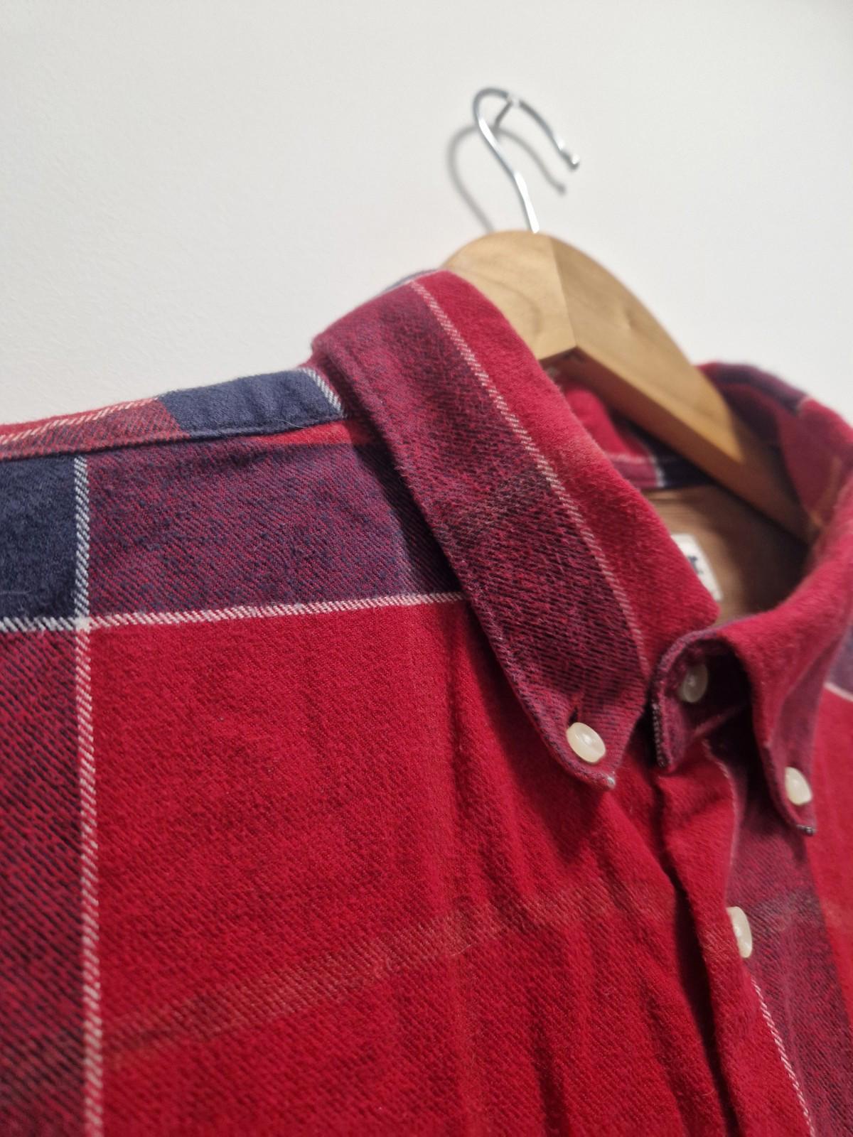 Barbour John Tr Red Checked Flannel Full Button  Shirt Smart Casual Uk Xl Gc