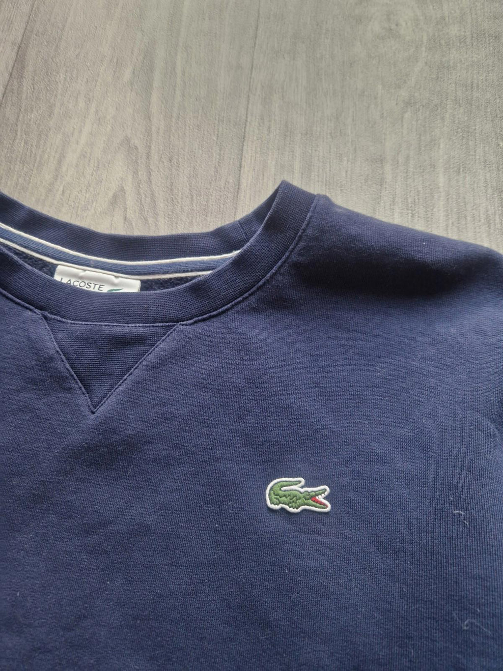 Lacoste Classic Logo Crew Neck Sweatshirt in navy blue Fra 7 Uk  Size Xxl Gc