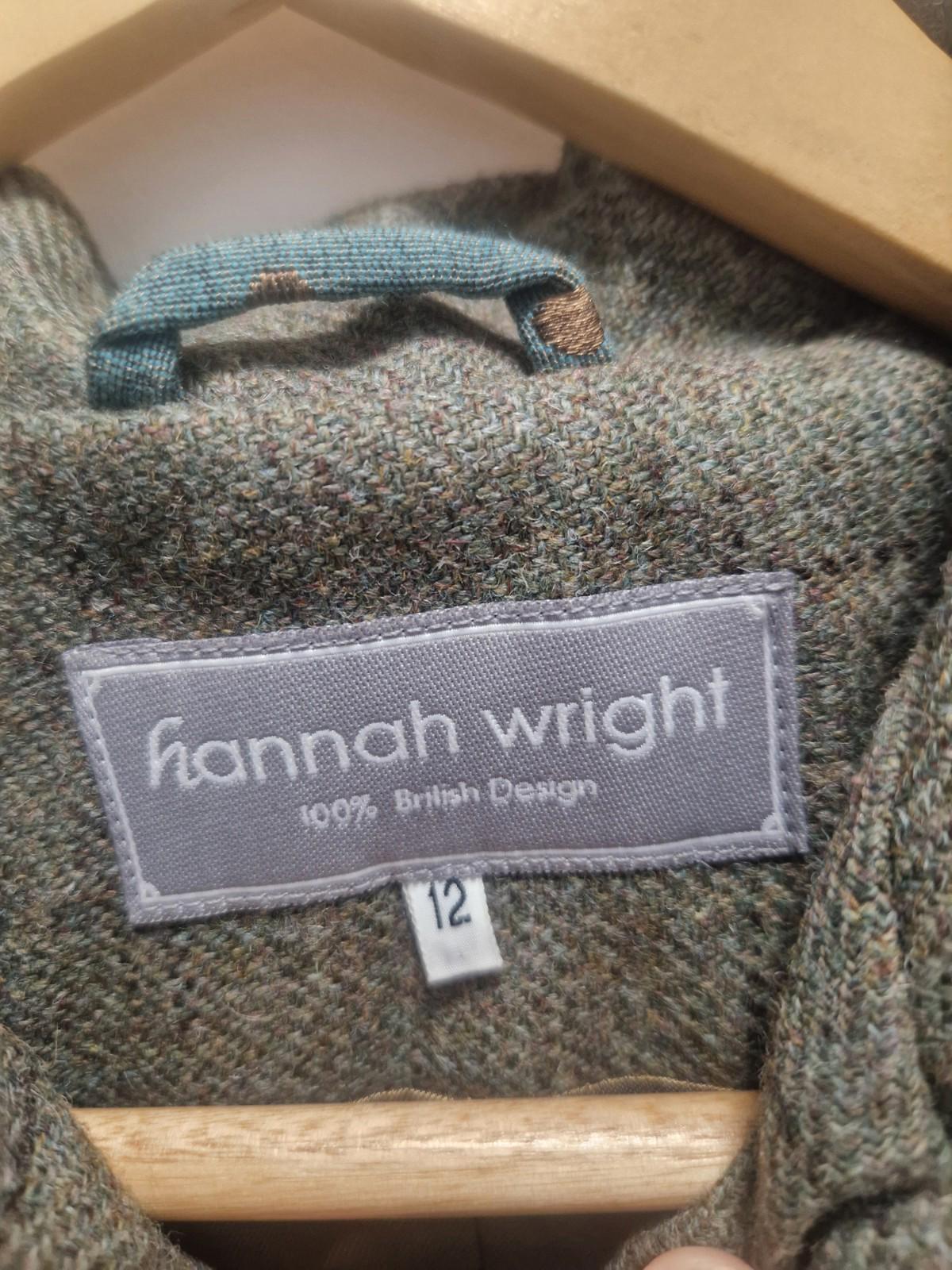 Hannah Wright Ladies Beautiful Check Tweed  Blue Trim Jacket Uk 12 Made In Wales