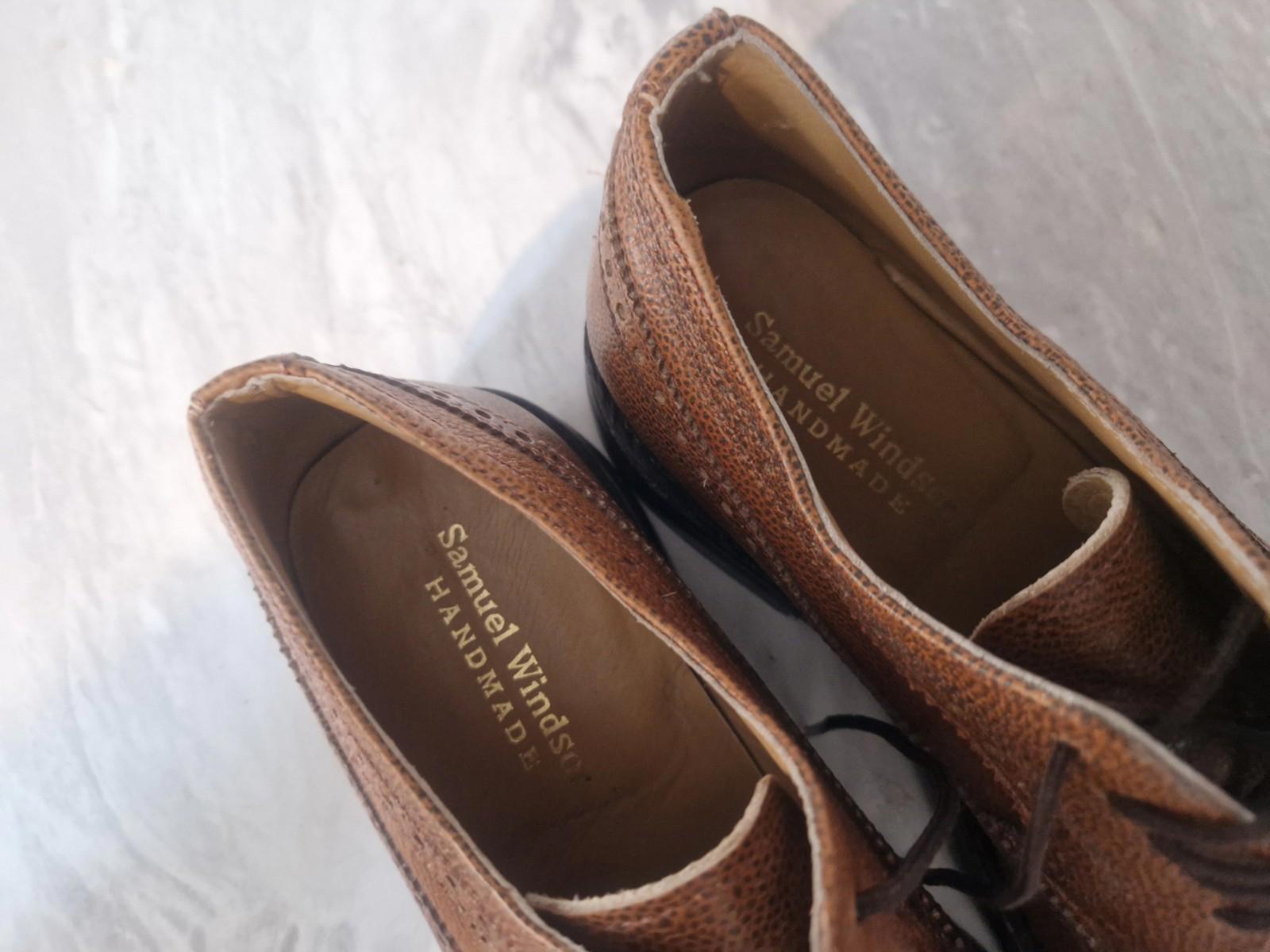 Samuel Windsor Brown Quality Grain Leather Wingtip Brogues Uk Size 8 Gc