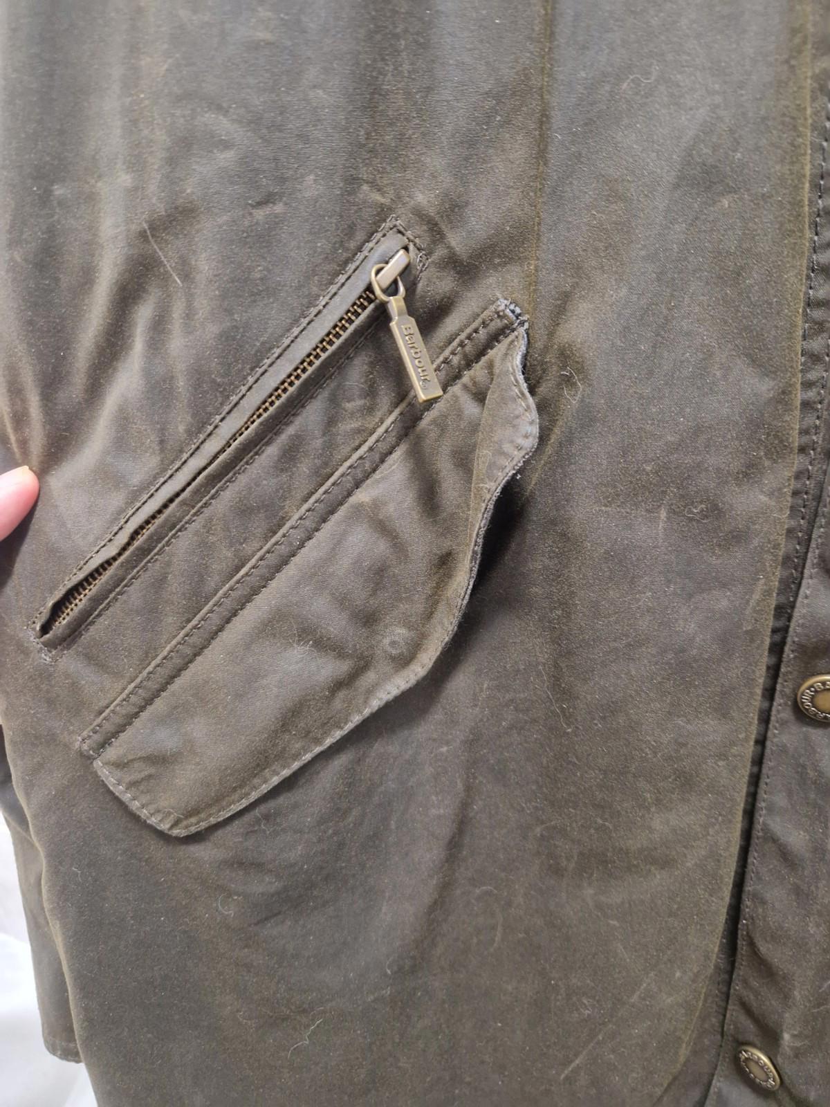 Barbour Hall Brown Wax Country Coat Lined Full Zip & Studs Uk Size Xxl Gc