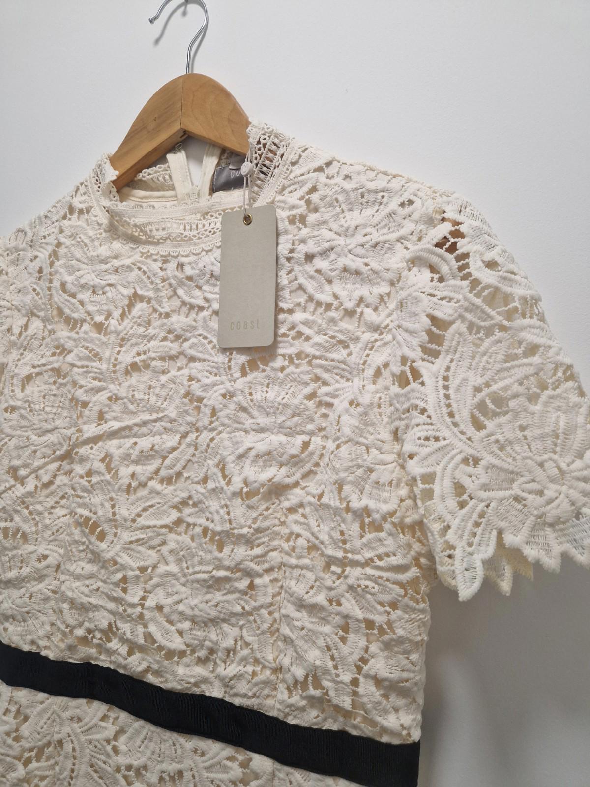 coast lace pephem mini dress ivory New With Tags Uk Size 12