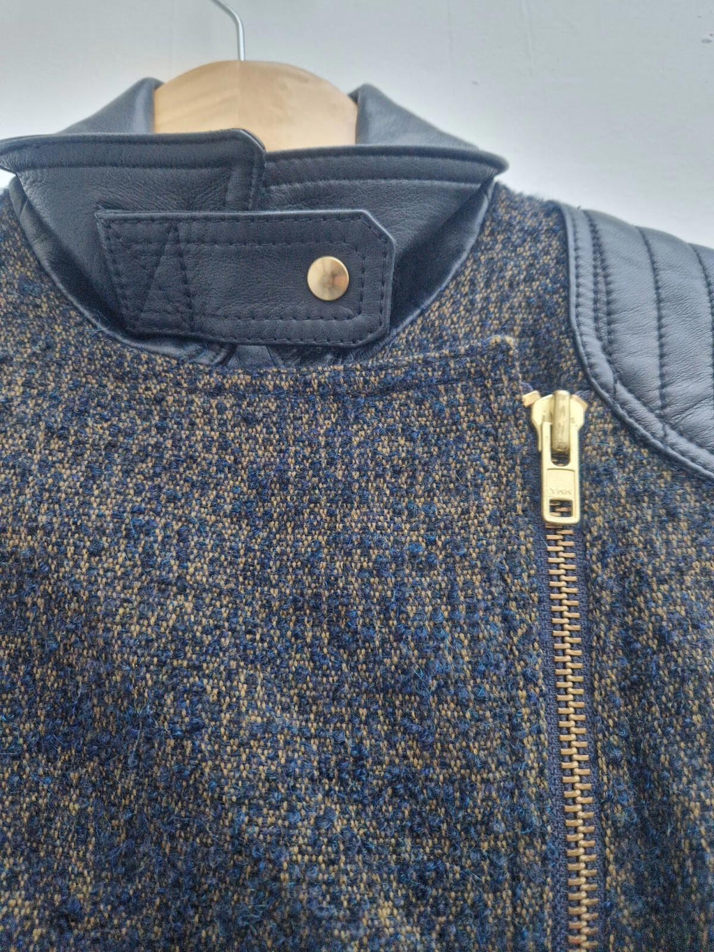 sophie hulme ladies designer jacket leather virgin wool blend size small  vgc