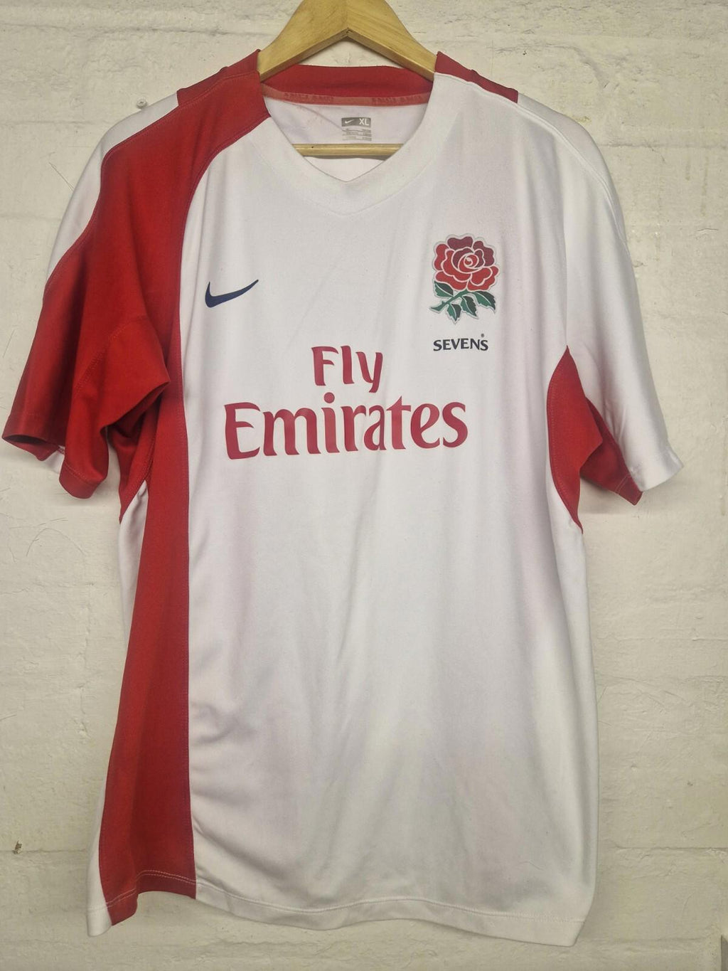 NIKE MEN'S RUGBY UNION ENGLAND TRAINING 2007 SEVENS SHIRT JERSEY MAILLOT SIZE Xl
