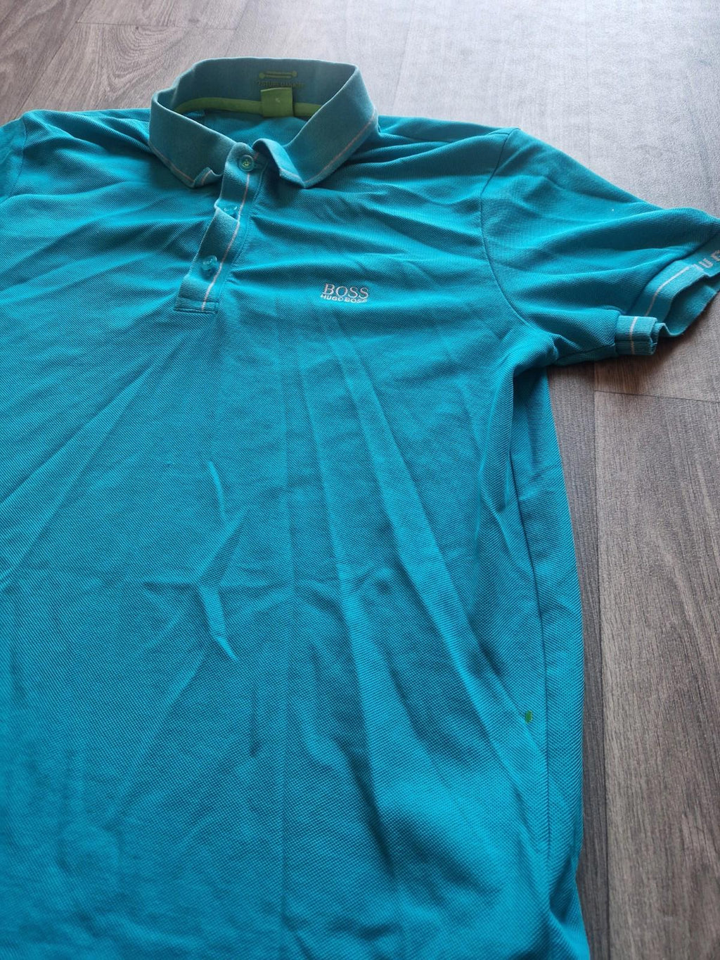 Hugo Boss Green Label Teal Blue Polo Shirt Uk Size Xl Slim Fit Vgc