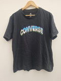 Converse Tie Die Front Spell Out Black Short Sleeved  T- Shirt Gc Uk Size L