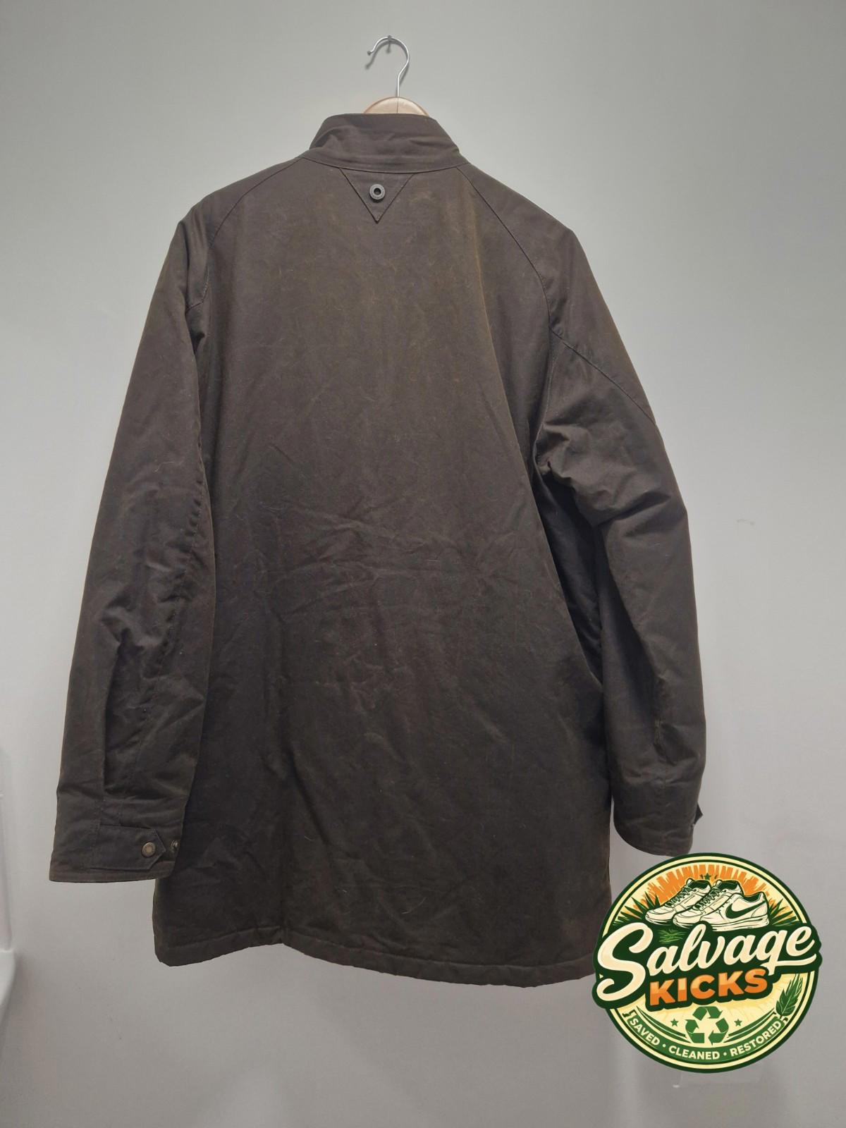 Barbour Hall Brown Wax Country Coat Lined Full Zip & Studs Uk Size Xxl Gc