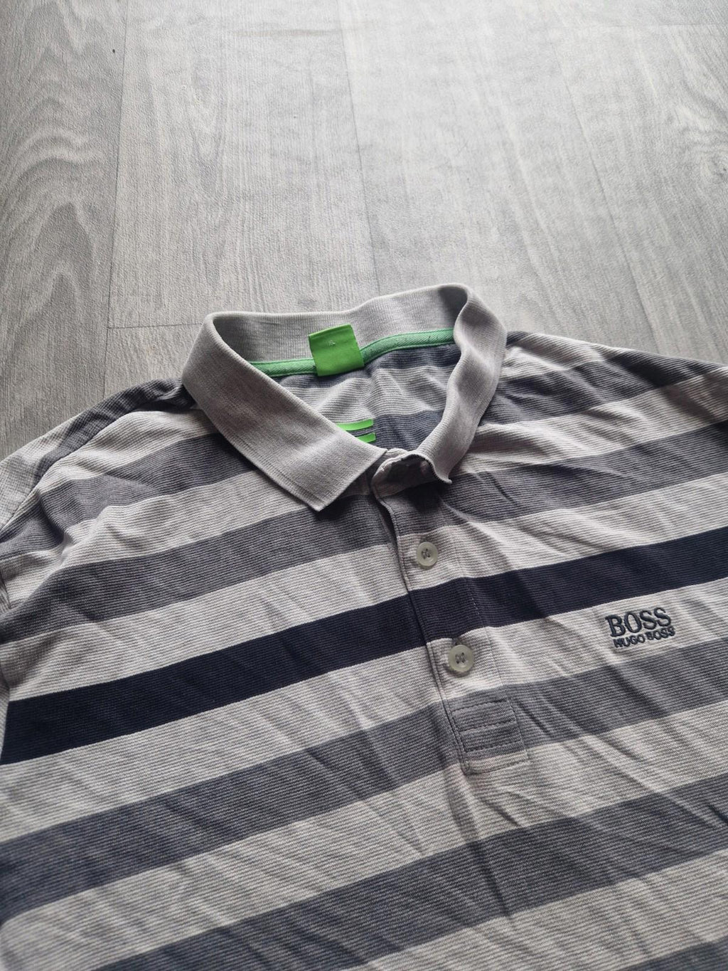 Hugo Boss Green Label  Grey Stripes  Polo Shirt  Uk Size Xl Gc