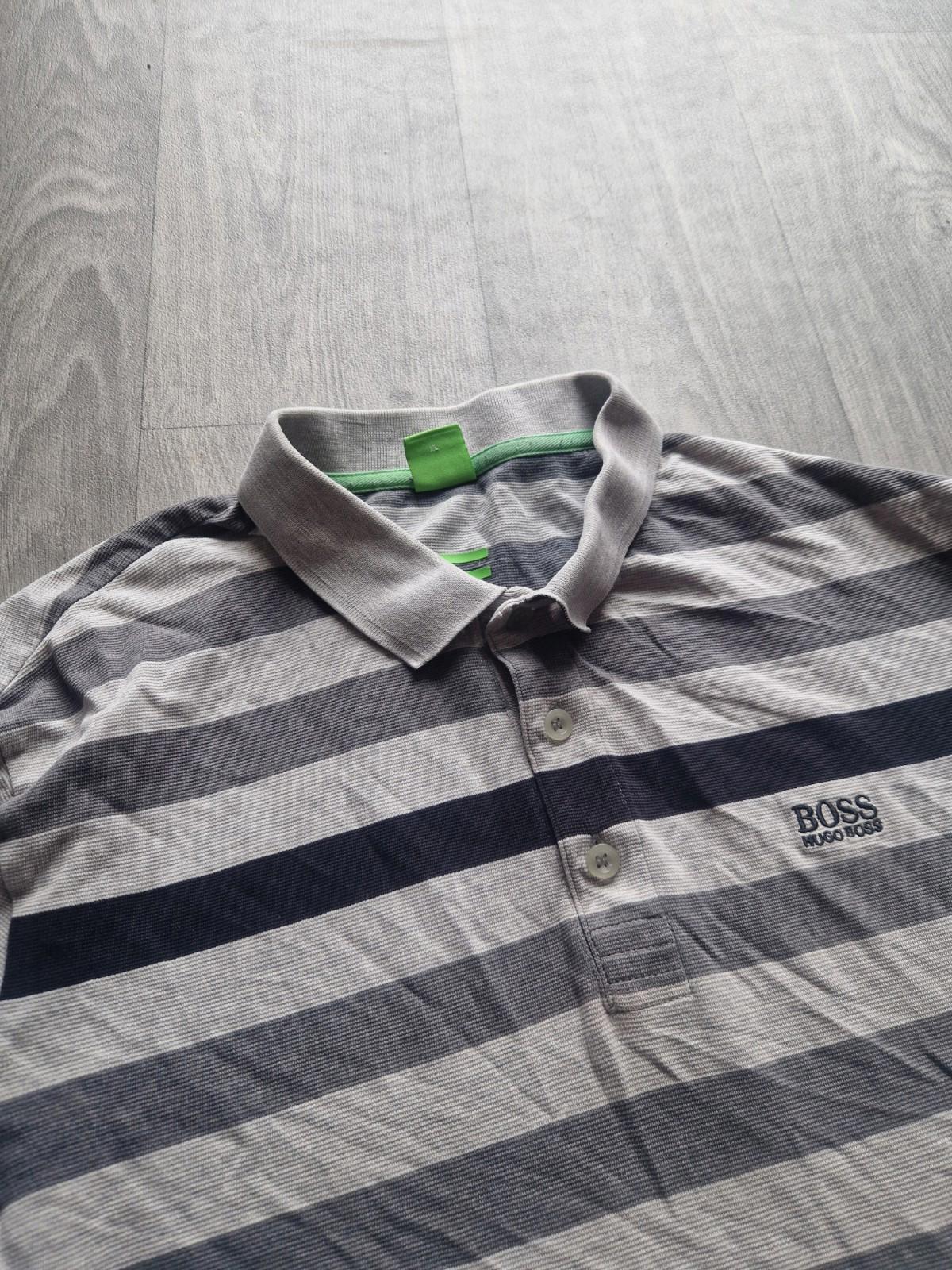 Hugo Boss Green Label  Grey Stripes  Polo Shirt  Uk Size Xl Gc