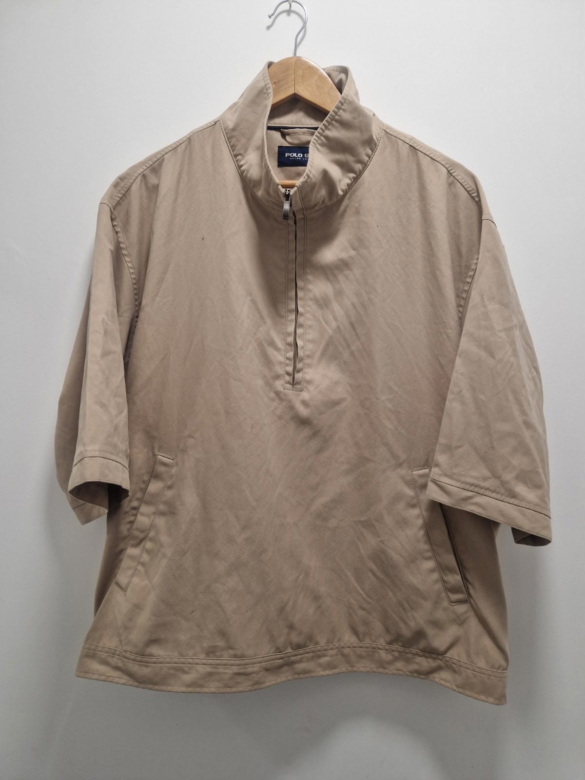 Ralph Lauren Polo Golf Quarter Zip Beige Jacket Short Sleeves Uk Size Xl Gc