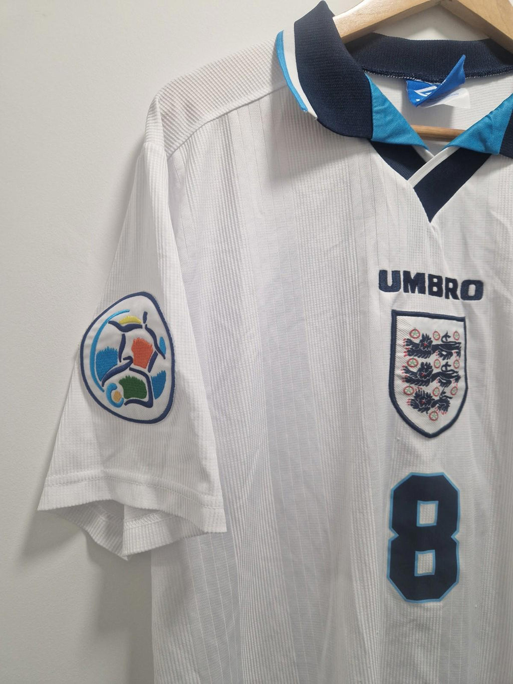 England Euro 1996 home football jersey with Paul Gascoigne's name & number Xl