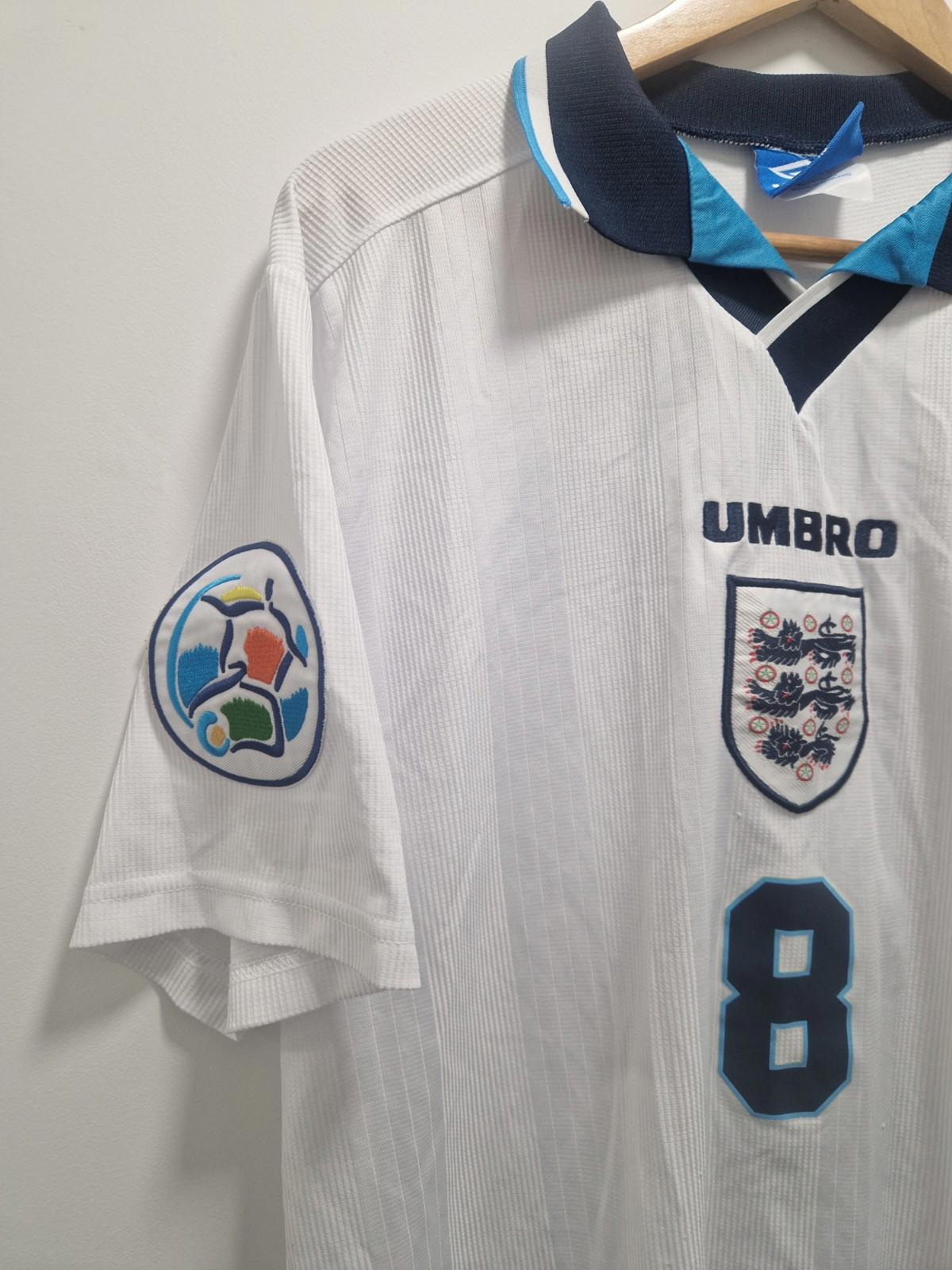 England Euro 1996 home football jersey with Paul Gascoigne's name & number Xl