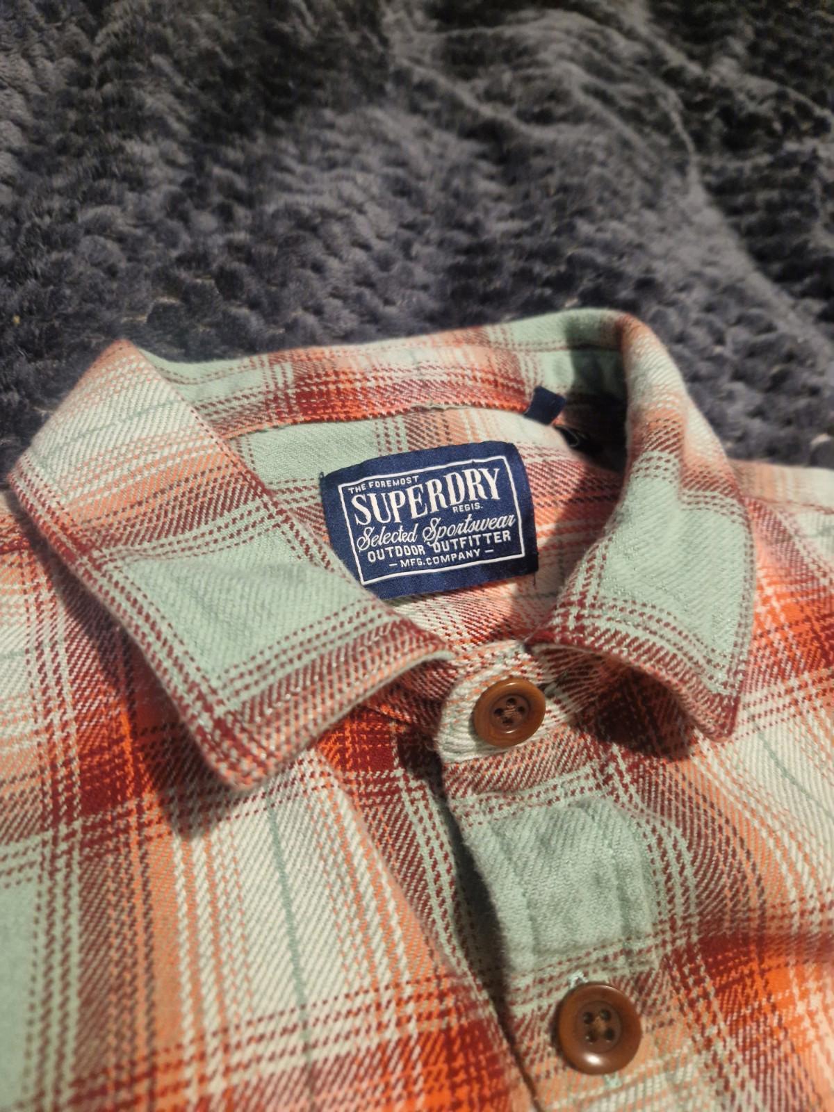 Superdry Men’s Heavyweight Cotton Check Plaid Lumberjack Flannel Shirt Uk Meduim