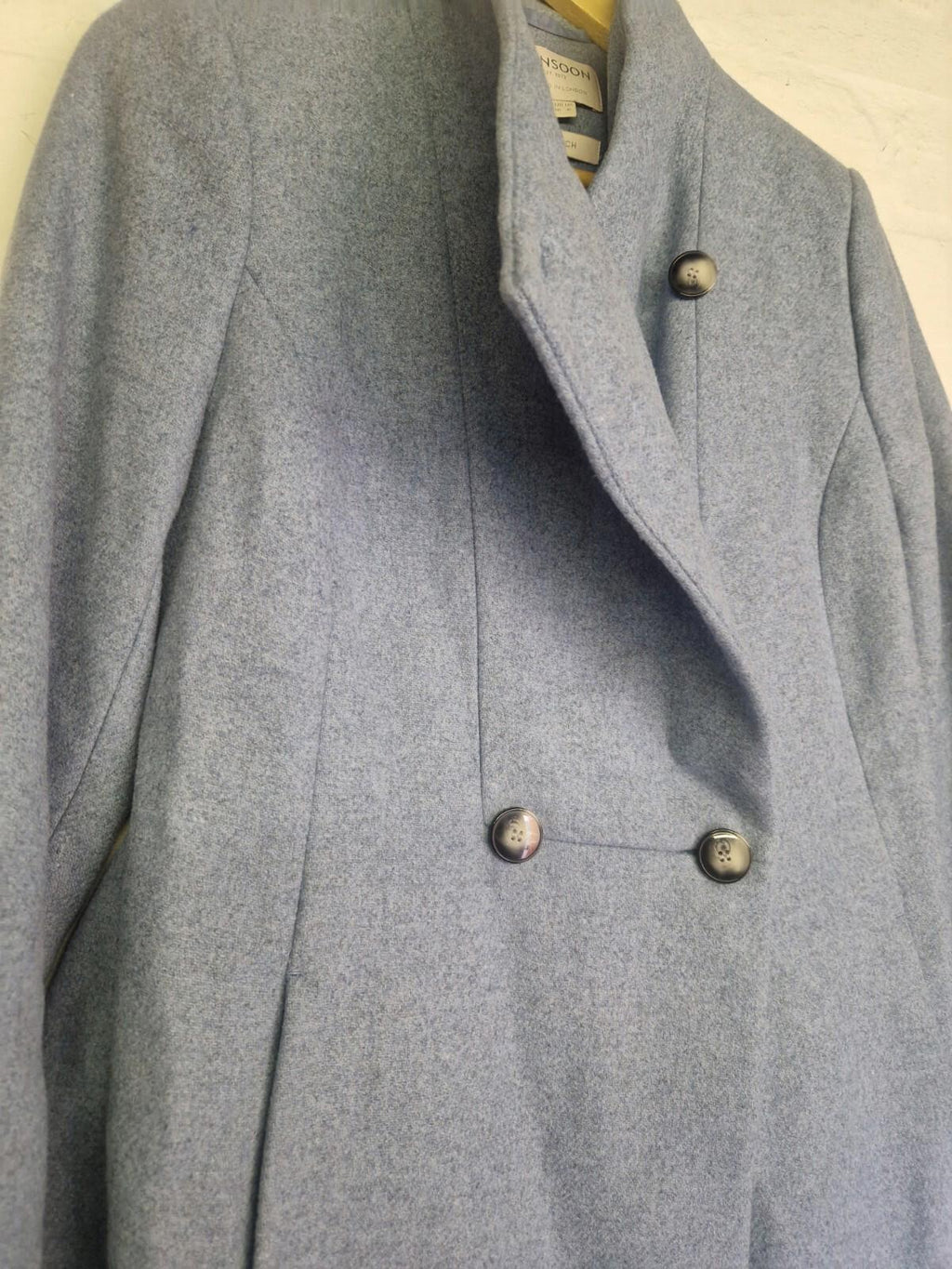 Monsoon  WoolRich Grey/Blue Double Breasted Wool Coat Vgc Uk Size 10