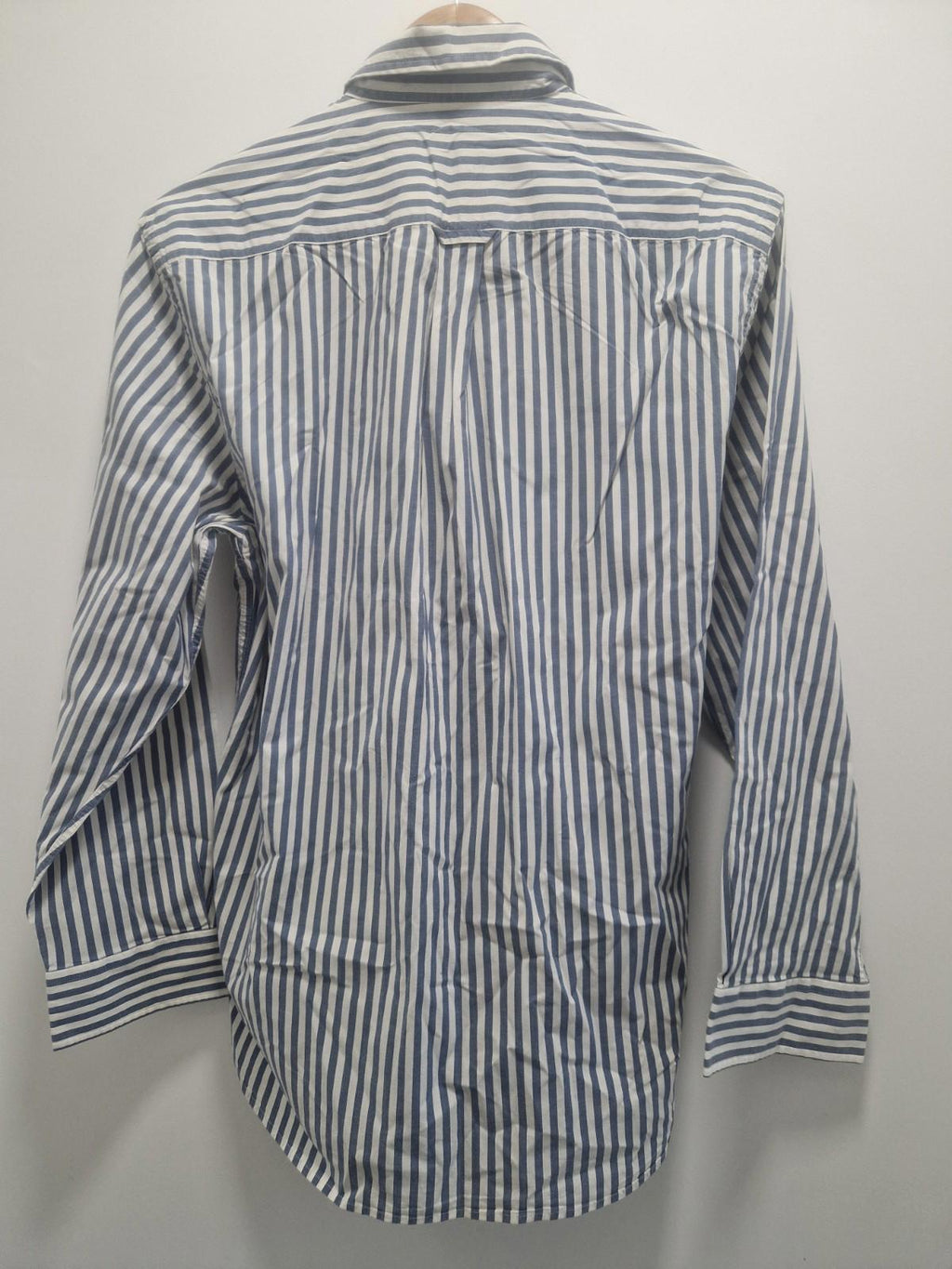 Barbour Mens Blue & White 100% Cotton Full Button Shirt Uk L Gc