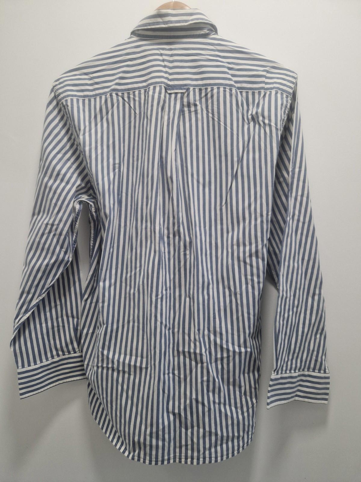 Barbour Mens Blue & White 100% Cotton Full Button Shirt Uk L Gc