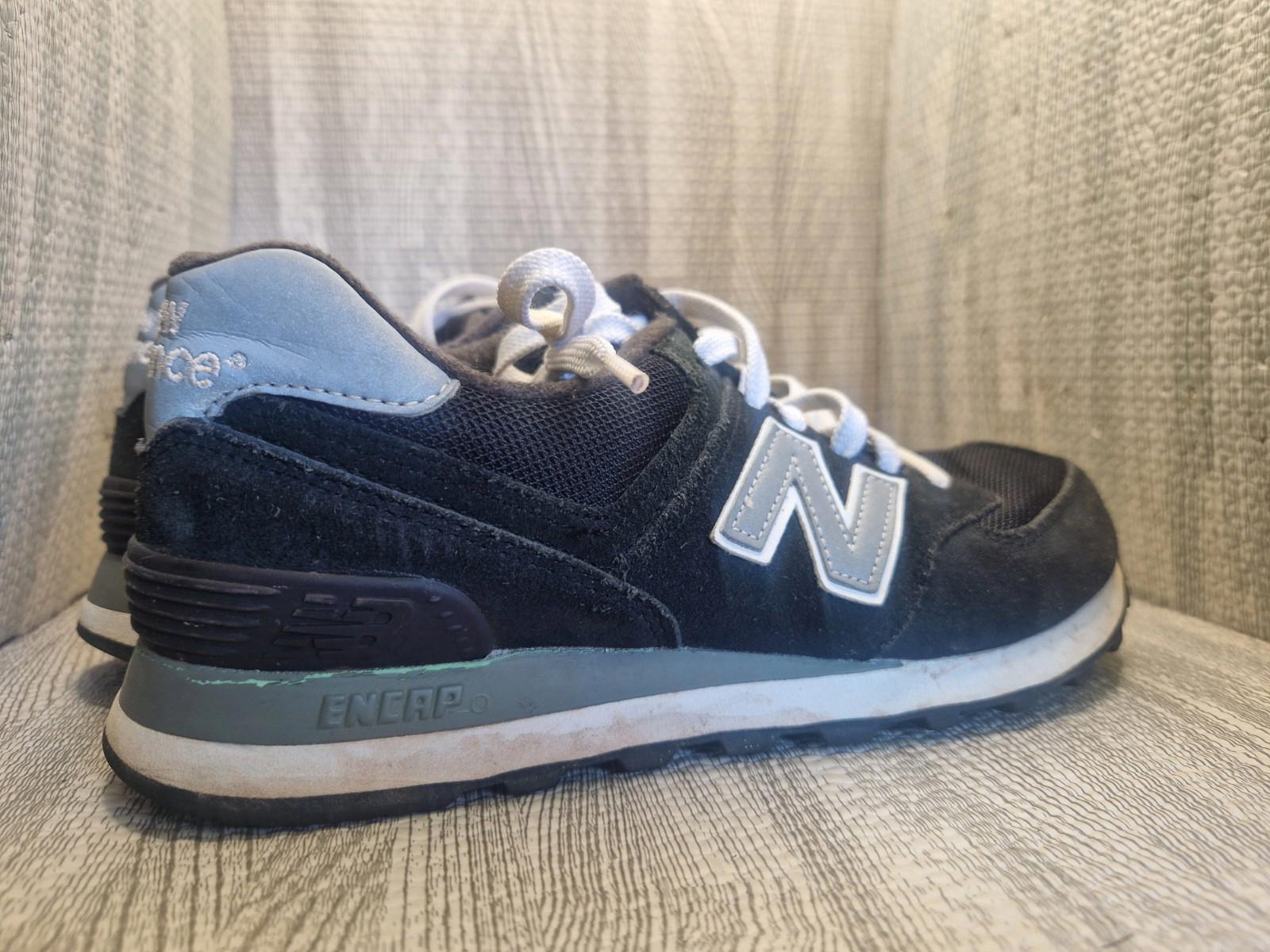 New Balance  574  Black Silver White Colourway Ladies Trainers Uk Size 5 Gc