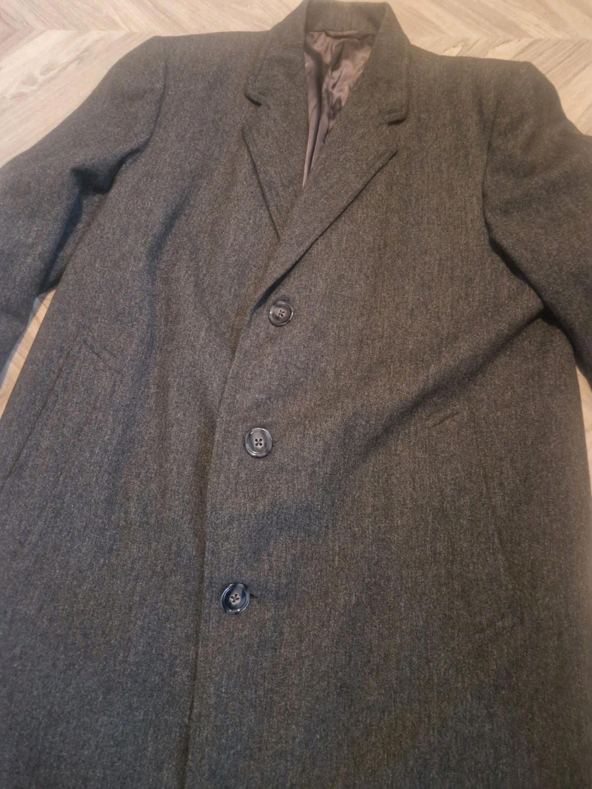Vintage West Of England Burton  Mens Grey Wool Long Overcoat 40" Chest Uk M Vgc