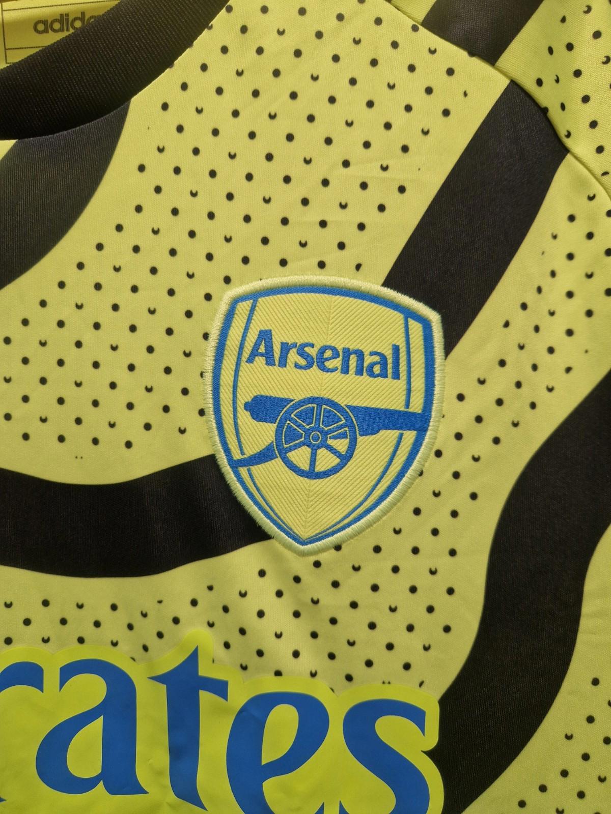 Arsenal 2023 - 2024 Yellow Adidas Away Football Shirt Jersey Uk Size L Vgc
