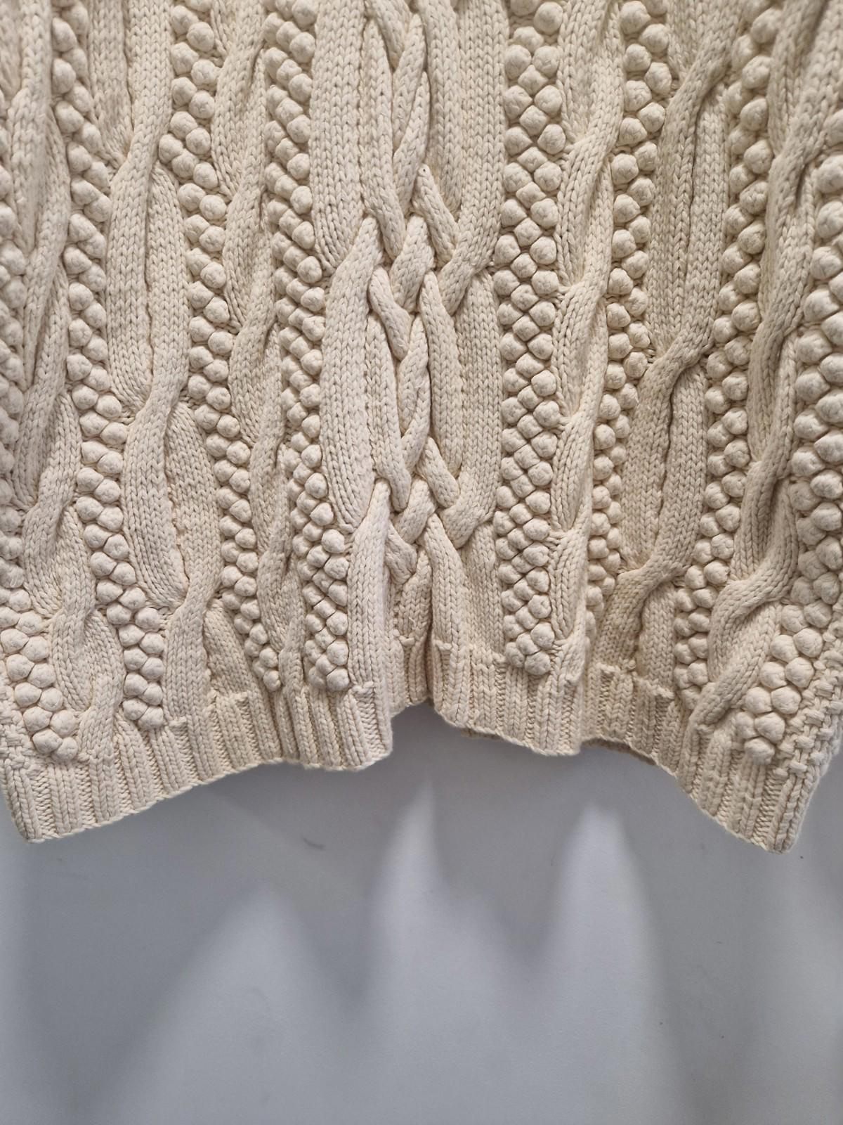 Vintage 90s Joseph Tricot Heavyweight  Cream 100% Cotton Cable Knit Jumper Uk M