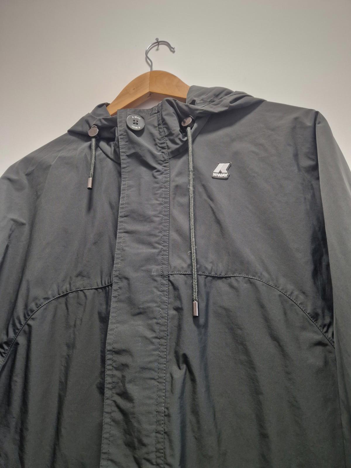 K- Way Bruno Poly Canvas Black Lightweight Hooded Packdown Jacket Uk Medium  Gc