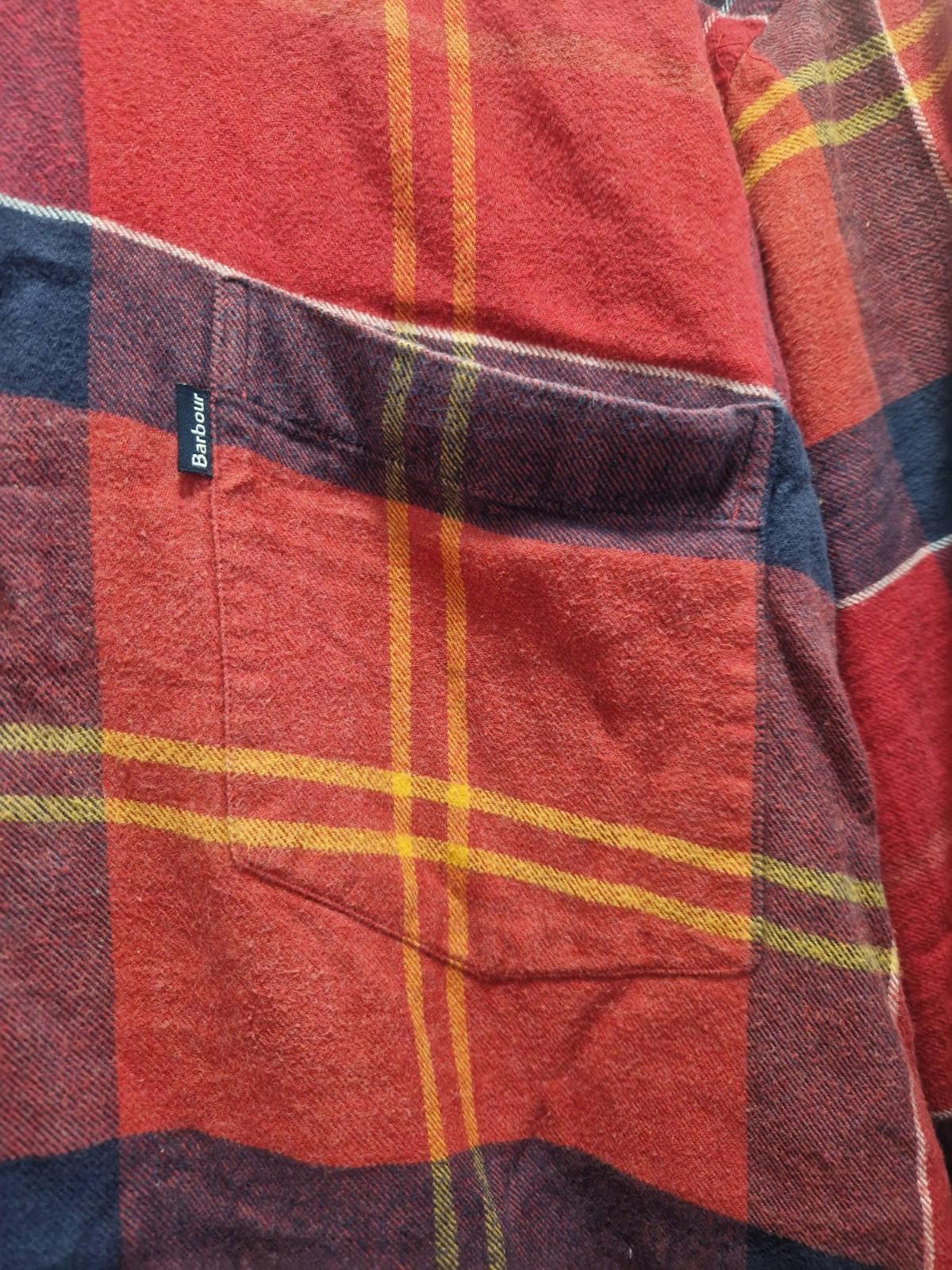 Barbour John Tr Red Checked Flannel Full Button  Shirt Smart Casual Uk Xl Gc