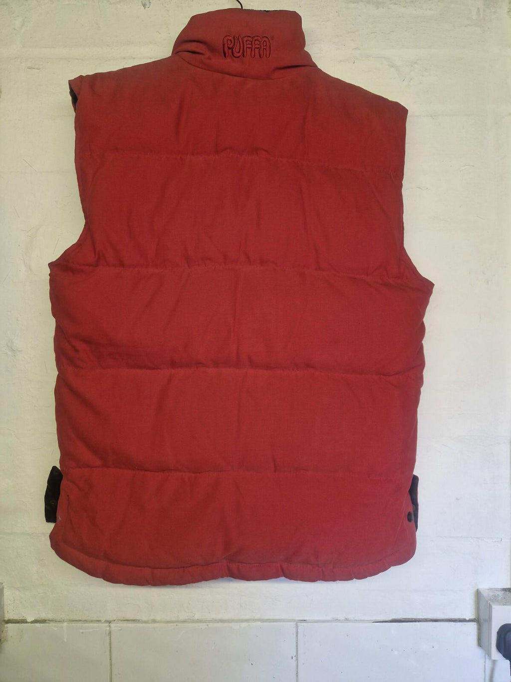 90s Red Puffa Gillet Uk Size M Pit To Pit 22.5" + 70% Down 30% Feather