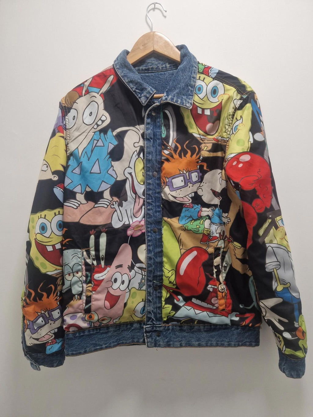 Nickelodeon 90’s Cartoon Mash Print Reversible  Jacket Size L Mens Members Only