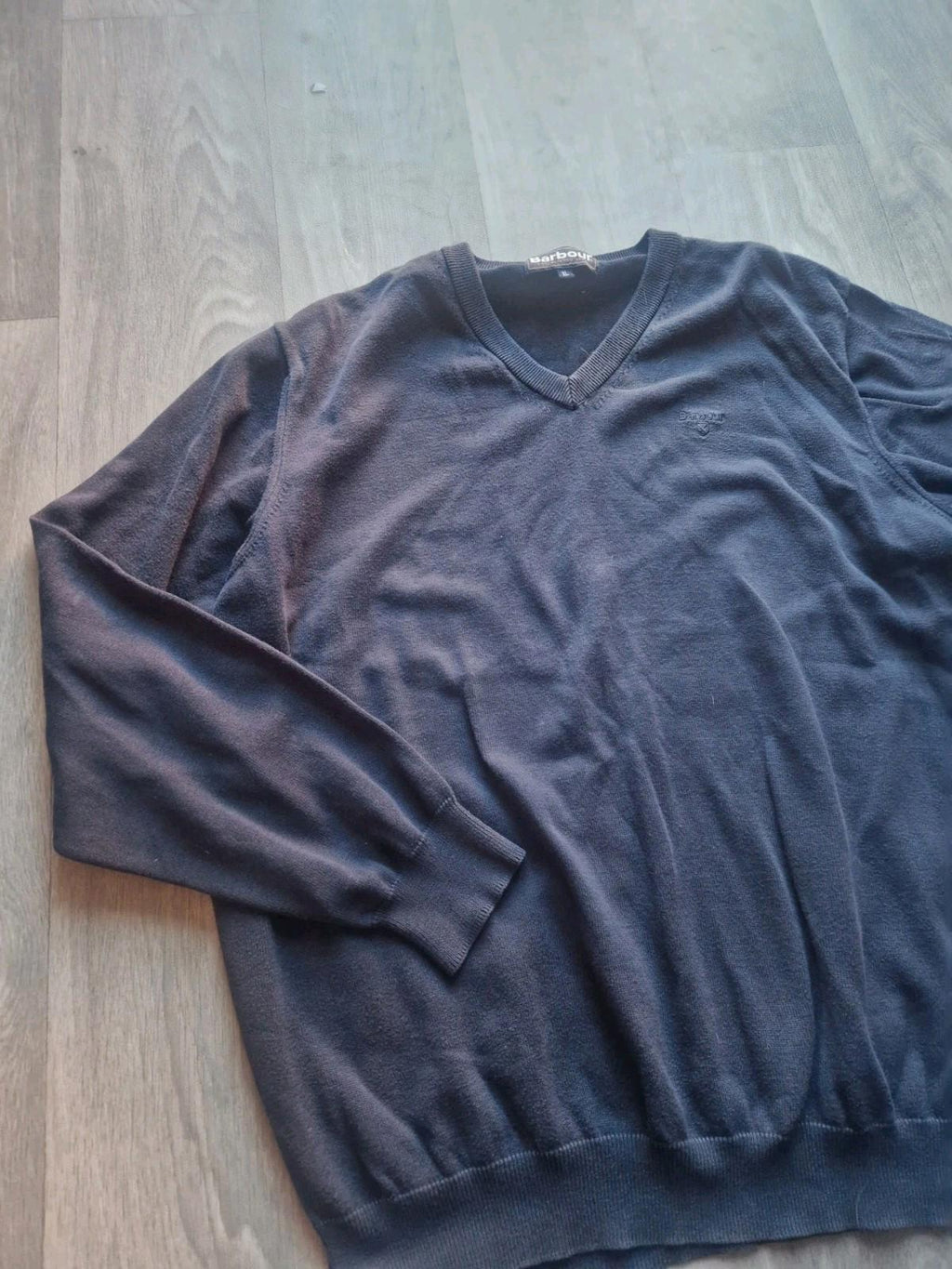 Barbour  V Neck  100% Pima Cotton  Navy Blue  Jumper Uk Xl Vgc