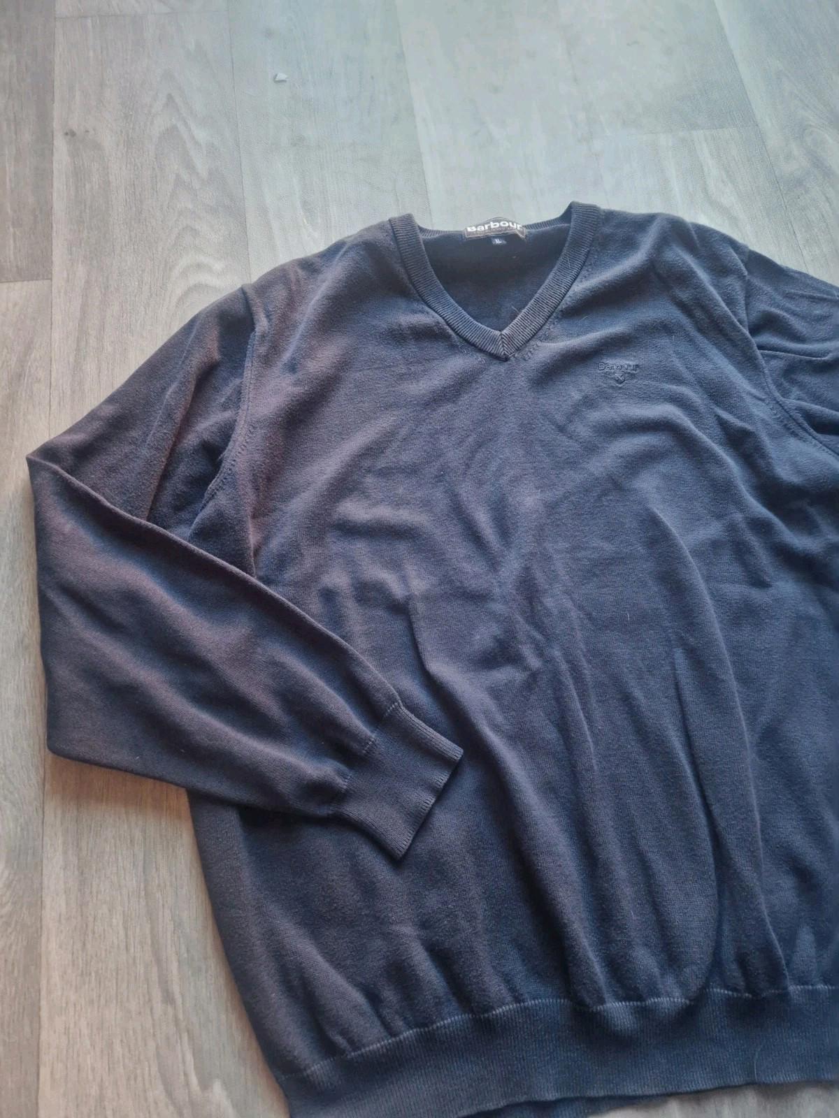 Barbour  V Neck  100% Pima Cotton  Navy Blue  Jumper Uk Xl Vgc