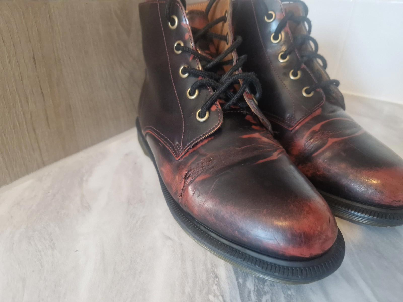 Dr Martens Emmeline UK Size 5 (EU 38) Womens Dark Red Patent Leather Boots Gc