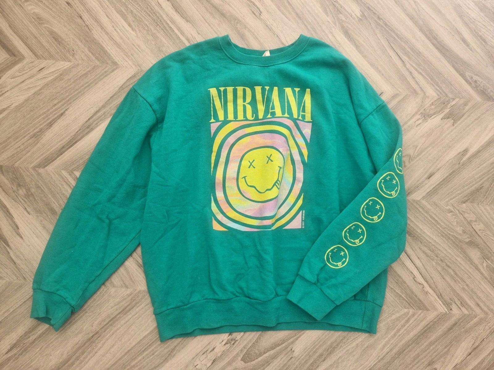 Urban Outfitters X Nirvana Oversized Sweatshirt Spiral Face Green Uk M/L Ladies