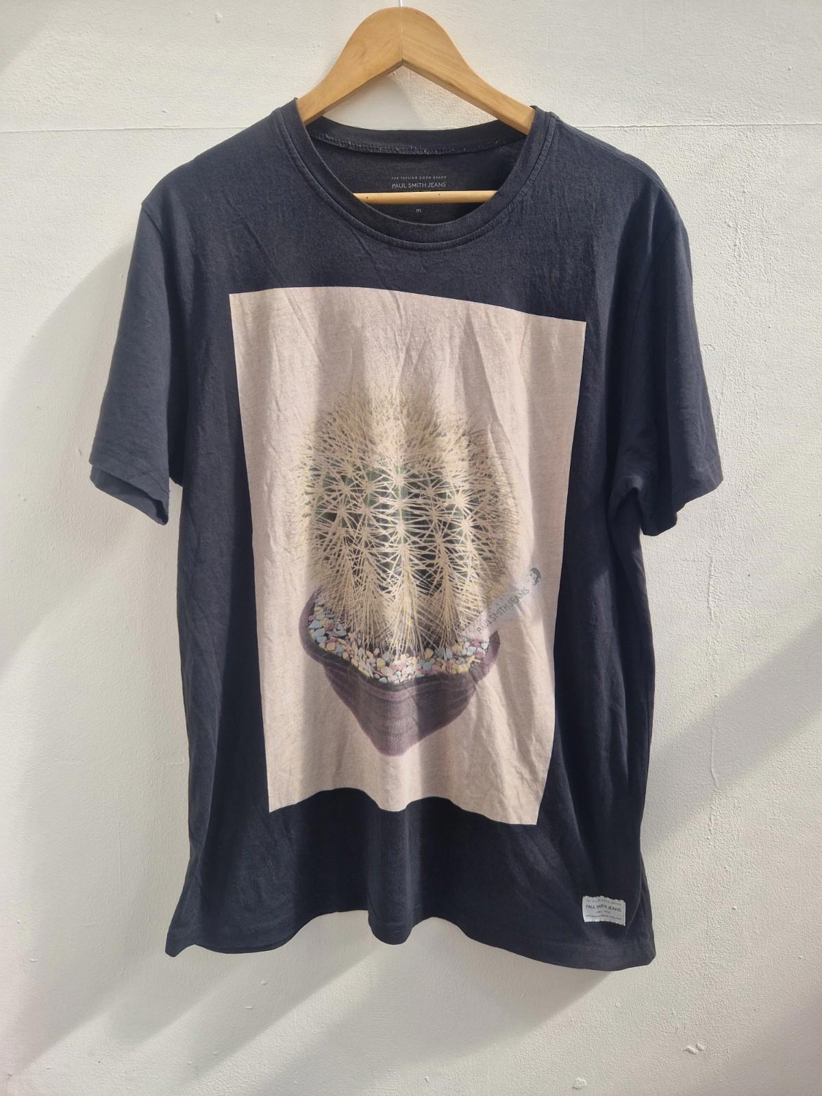Paul Smith Cactus Print Graphic T- Shirt Made From Pima Black Cotton  Uk M Gc