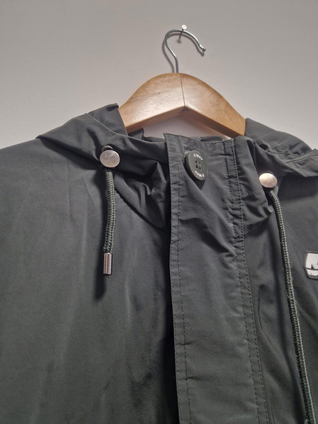 K- Way Bruno Poly Canvas Black Lightweight Hooded Packdown Jacket Uk Medium  Gc