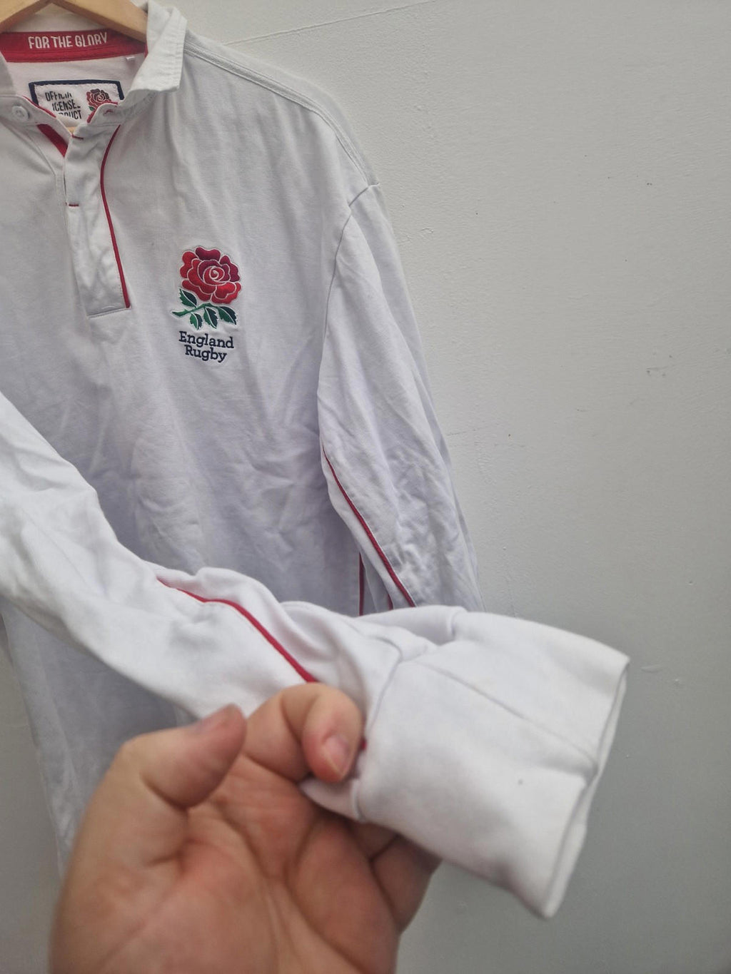England For The Glory RFU Classic White Rugby Red Trim 3xl Official Licensed