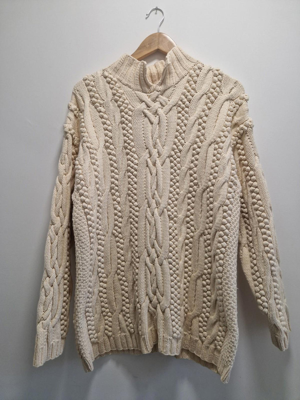 Vintage 90s Joseph Tricot Heavyweight  Cream 100% Cotton Cable Knit Jumper Uk M