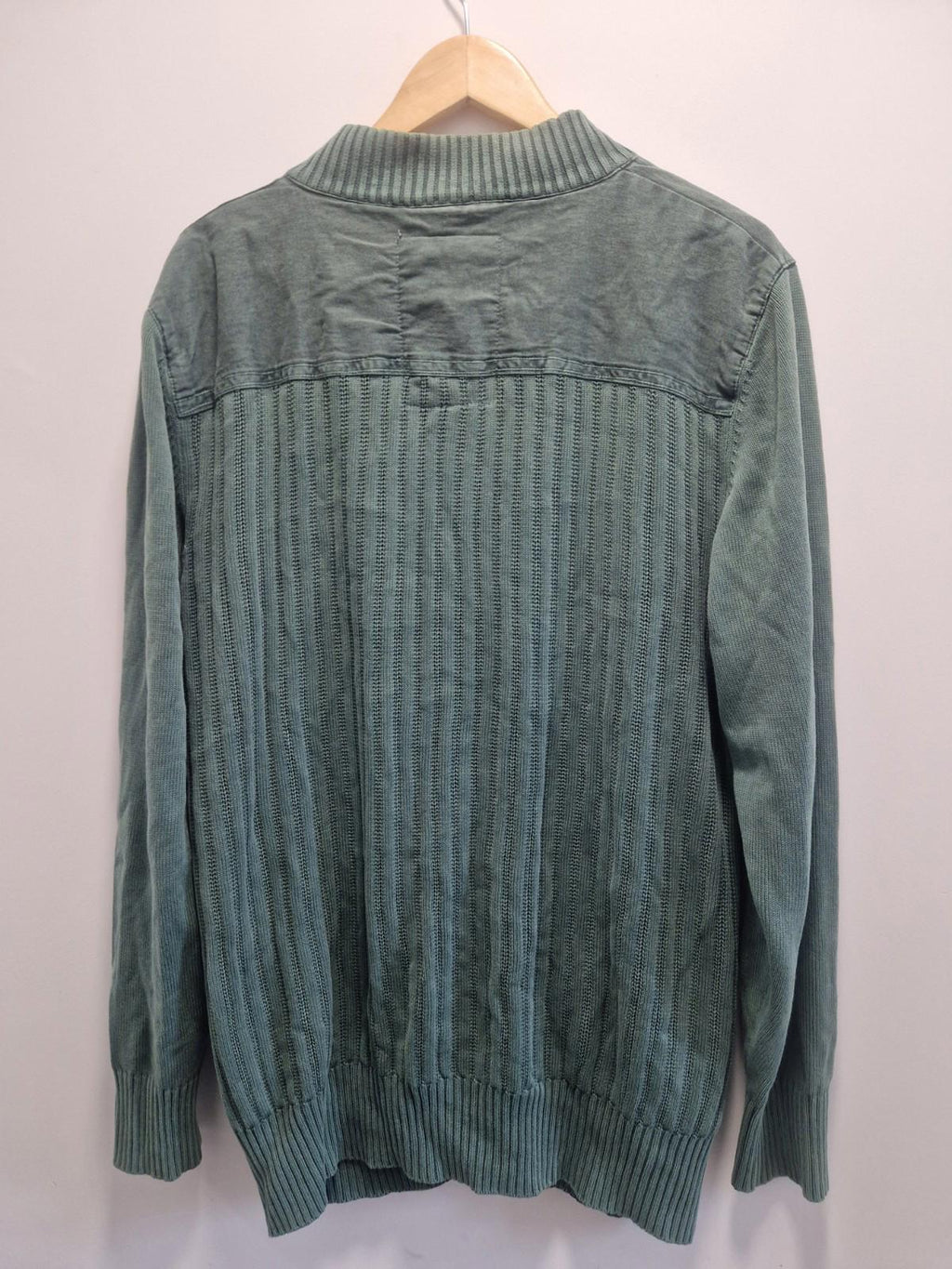 Y2k Saltrock zip-up knit sweatshirt/cardigan Green Uk Size Large 100% Cotton  Gc