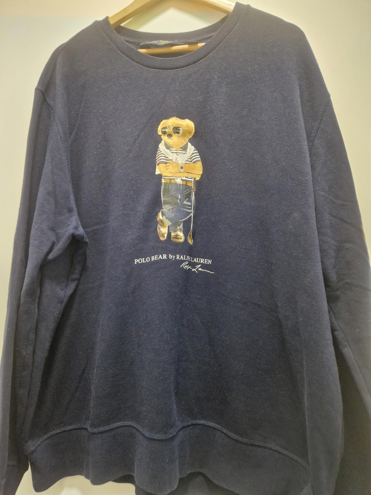 Ralph Lauren Polo Bear Crew Neck Navy Sweater  Golf Bear  Uk Xxl Preowened Gc