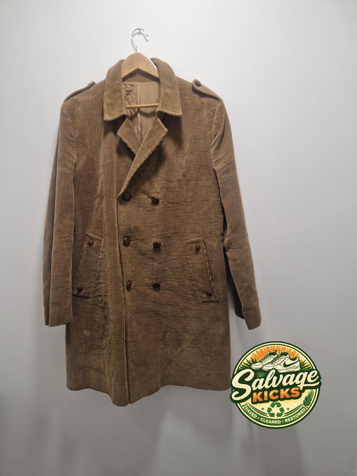 Vintage Dannimac Corduroy Mens Beige Long Overcoat 100% Cotton Pit 2 Pit 21 Uk L