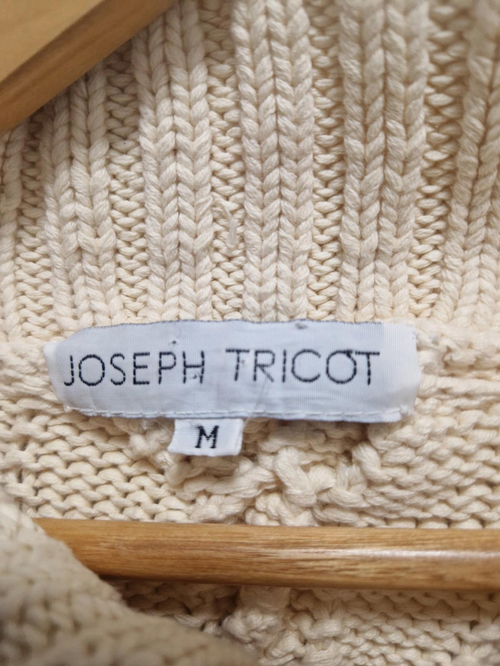 Vintage 90s Joseph Tricot Heavyweight  Cream 100% Cotton Cable Knit Jumper Uk M