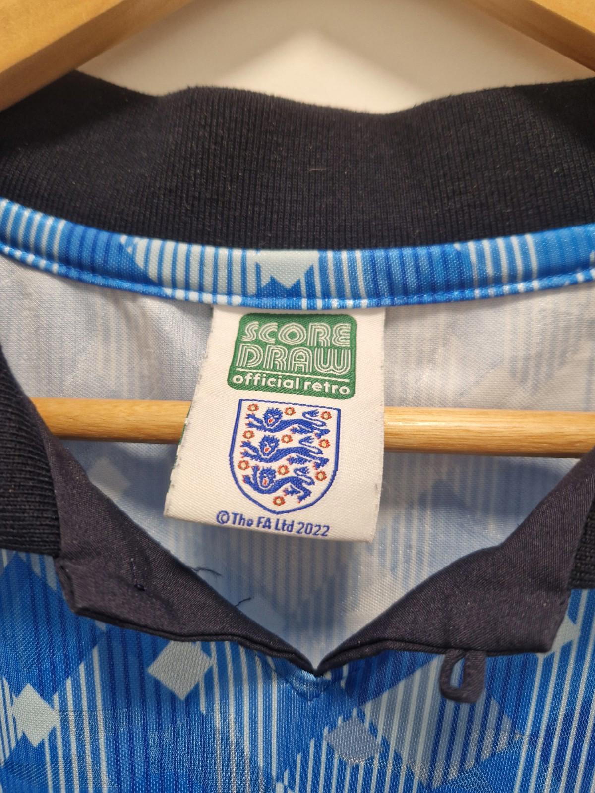 England Retro Third Football Shirt Italia 90 Score Draw World Cup Uk Xl Gc