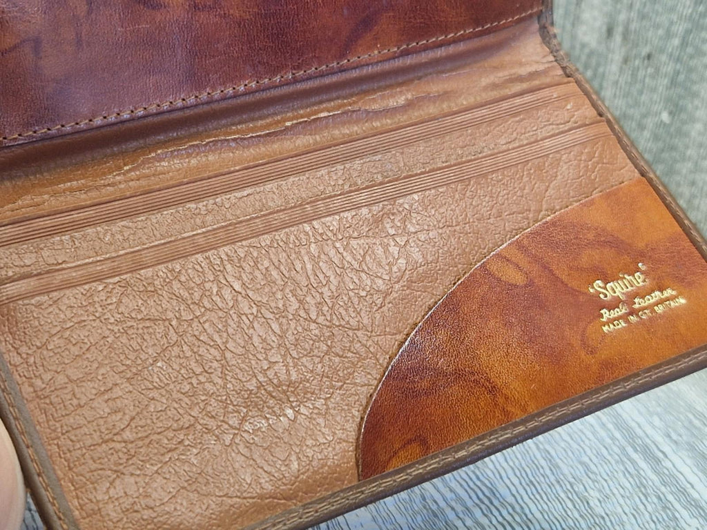 City Of London"SQUIRE" Genuine Brown Leather Wallet document holder Vgc