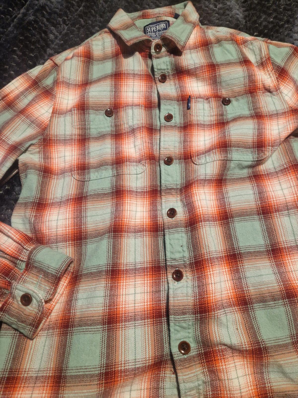 Superdry Men’s Heavyweight Cotton Check Plaid Lumberjack Flannel Shirt Uk Meduim
