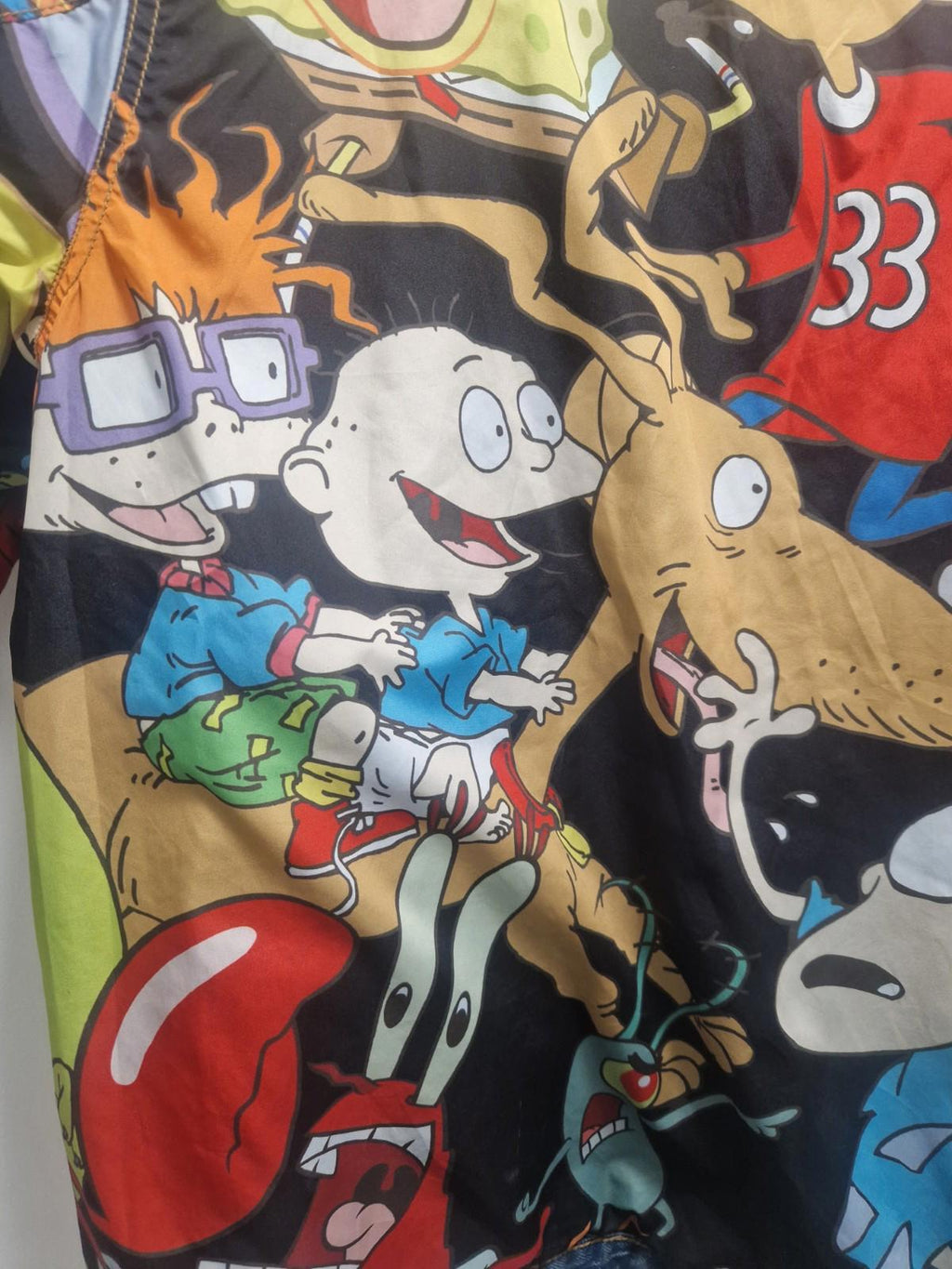 Nickelodeon 90’s Cartoon Mash Print Reversible  Jacket Size L Mens Members Only