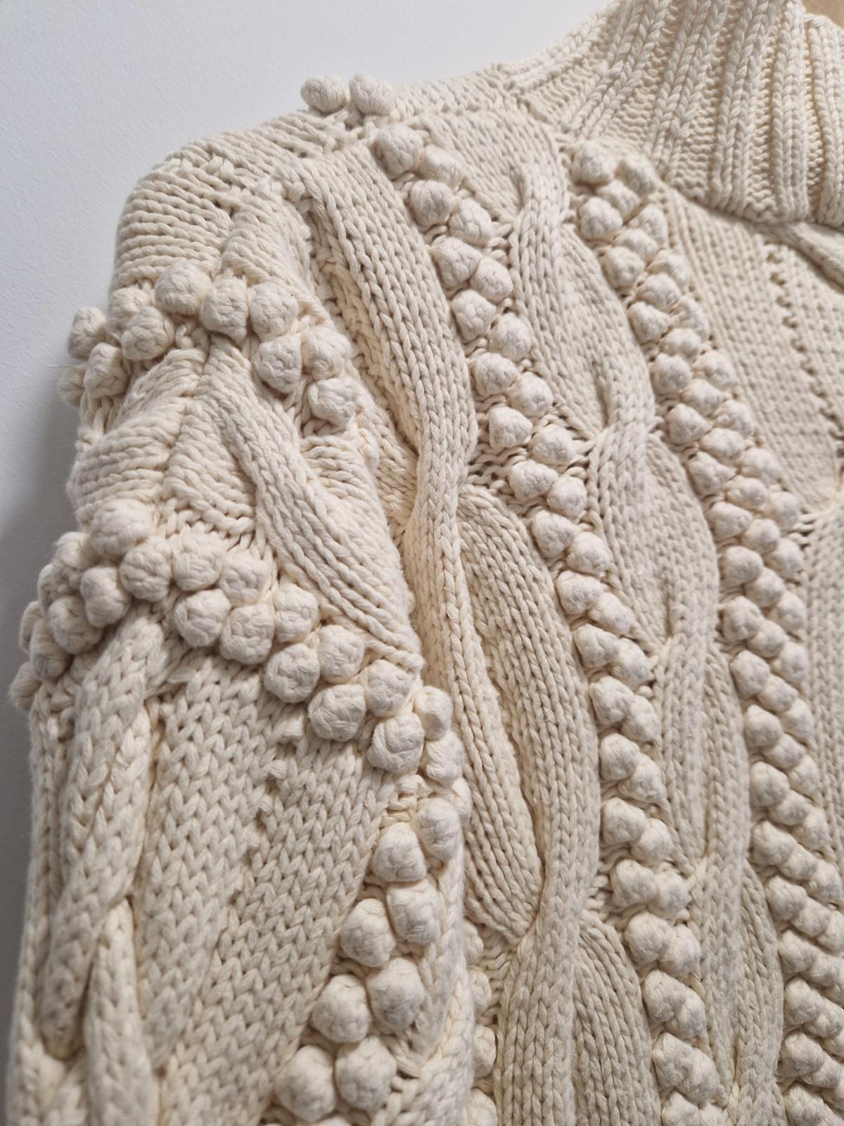 Vintage 90s Joseph Tricot Heavyweight  Cream 100% Cotton Cable Knit Jumper Uk M
