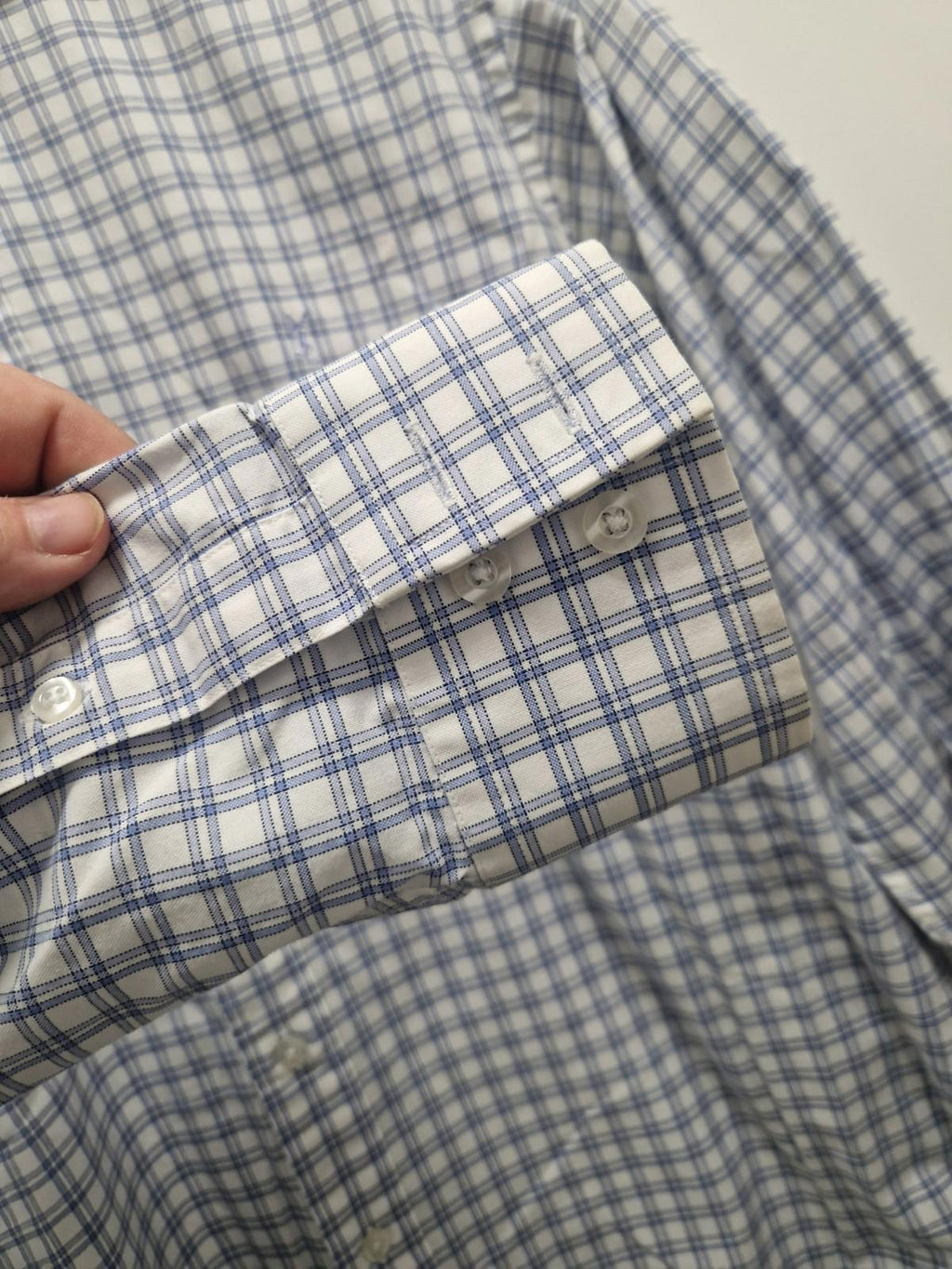 YSL Mens Blue & White Checked Shirt Cotton Preowened  Uk Size M Gc