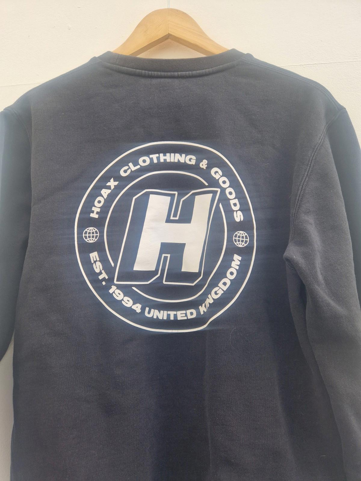Vintage 90s Hoax Black Crew Neck Sweater Small Chest Hit Large Rear Hit Size M