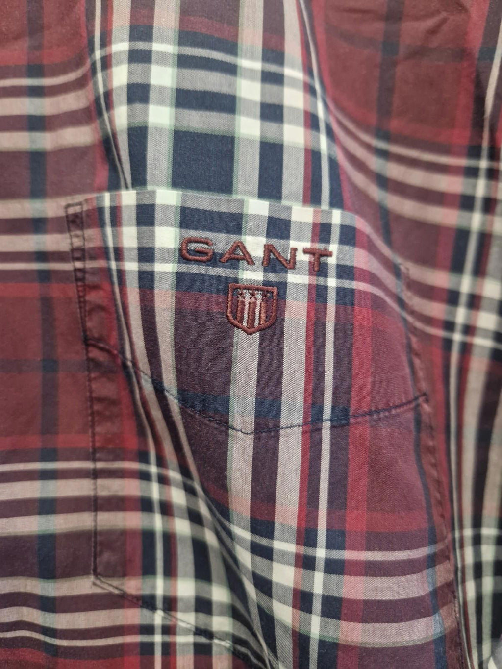 Gant Shirt Size XL Men's Check Madison Poplin Regular Fit Cotton Long Sleeve