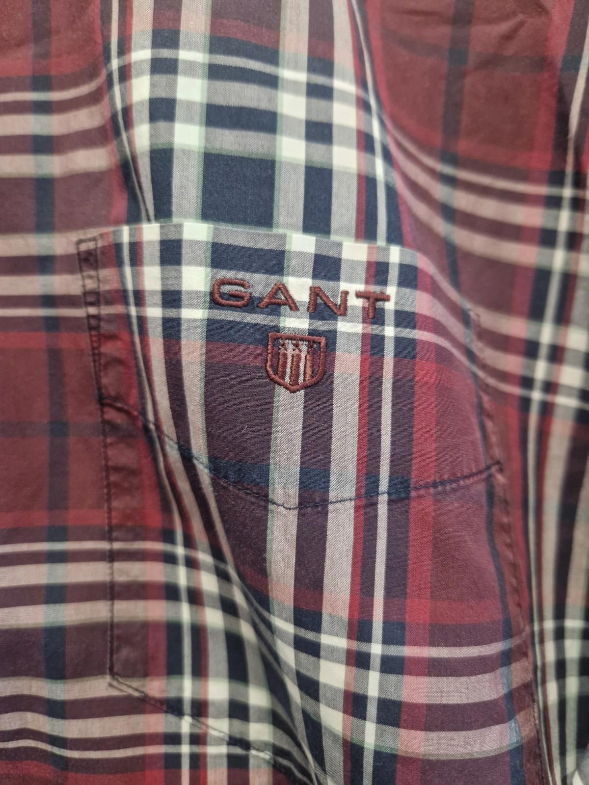 Gant Shirt Size XL Men's Check Madison Poplin Regular Fit Cotton Long Sleeve